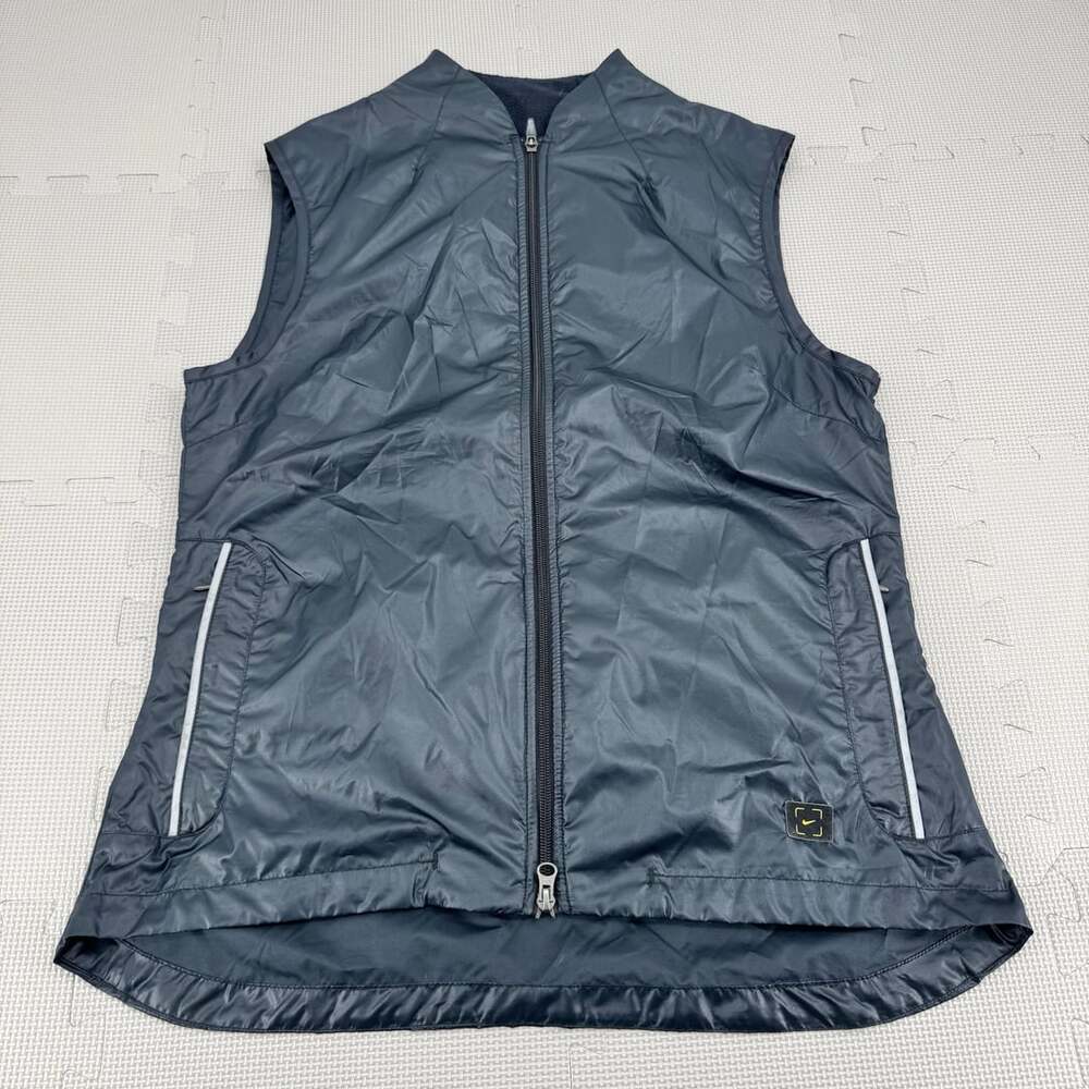 Vintage Y2K Nike Running Vest Size L (12-14) Black Full Zip Reflective